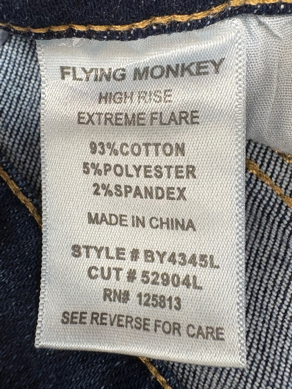 Flying Monkey High Rise Extreme Flare Jeans Dark Wash Raw Hem Size 29 BY4345L - Picture 7 of 16
